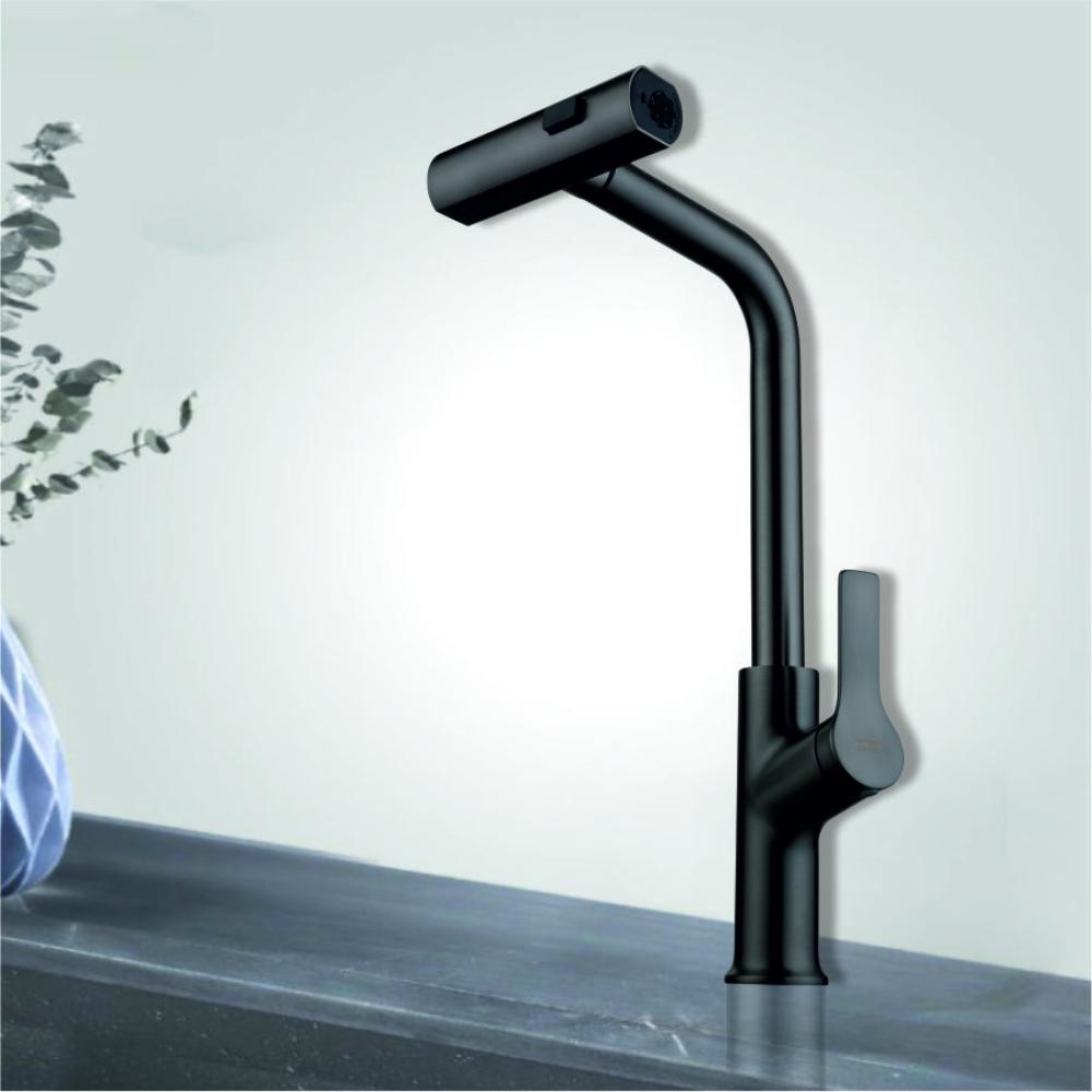 Single Lever Mixer for Kitchen Sink With Side Lever  & Pullout High Movable Spout 